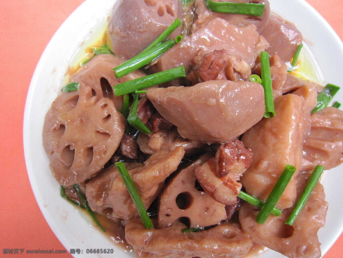 莲藕焖花肉 传统美食 餐饮美食