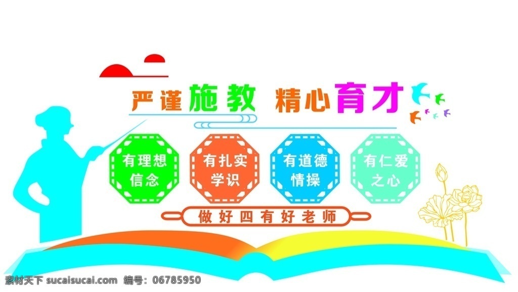 严谨施教 精心育才 四好老师 理想信念 扎实学识 道德情操 仁爱之心 文化艺术