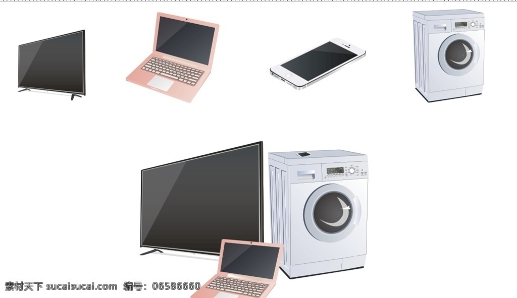 家电矢量图 液晶电视 笔记本 手机 洗衣机 矢量图 生活百科 生活用品