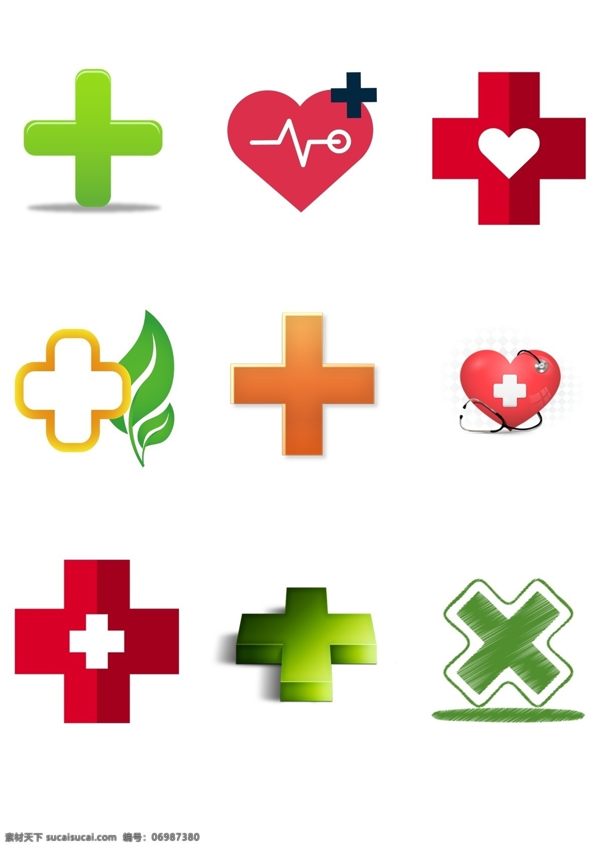 扁平化 医疗 十字 医院 图标 元素 手绘 十这 心电 红色 ps