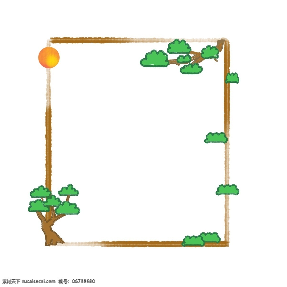 植树节 装饰 边框 插画 小框边框 绿植边框 绿色边框 树木边框插画
