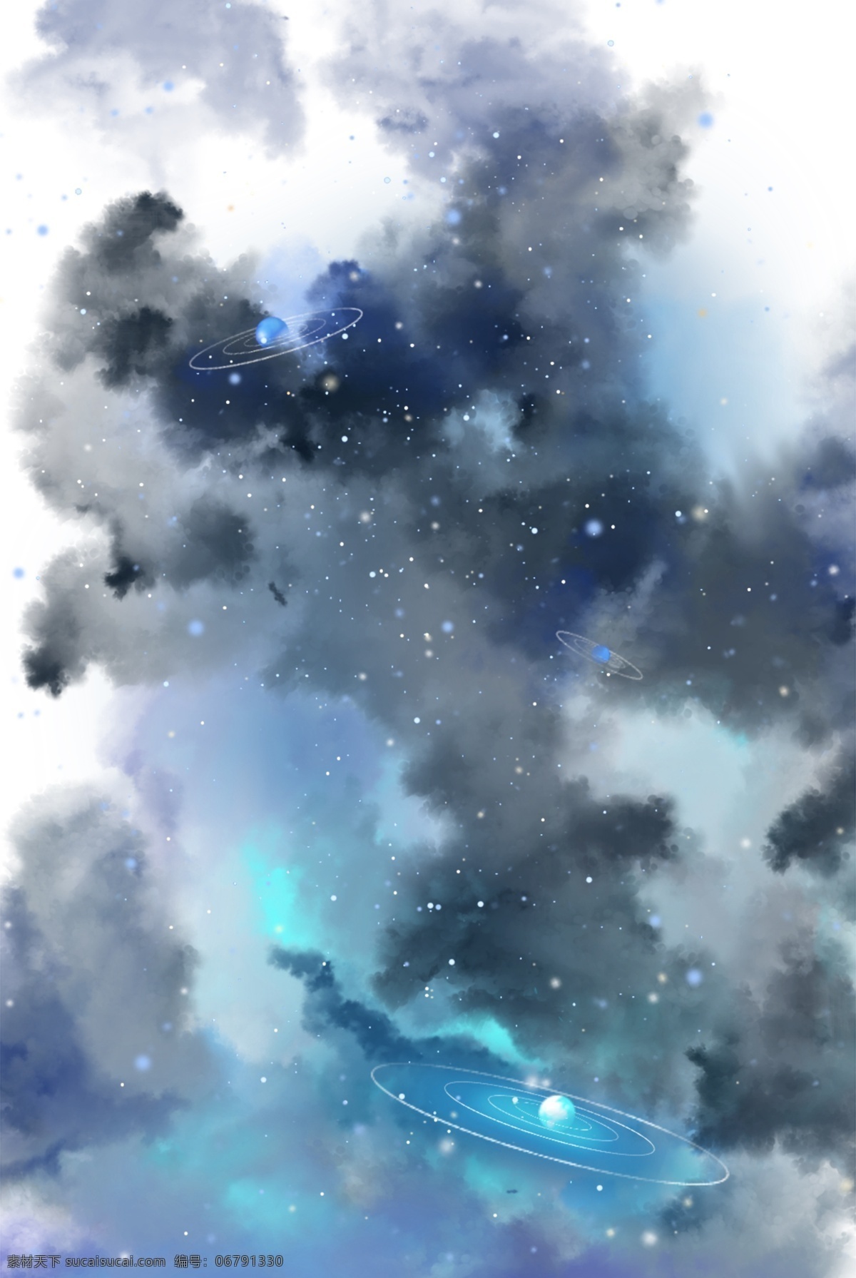 蓝色 星云 梦幻 天空 行星 蓝色星云 梦幻天空 云层 星星