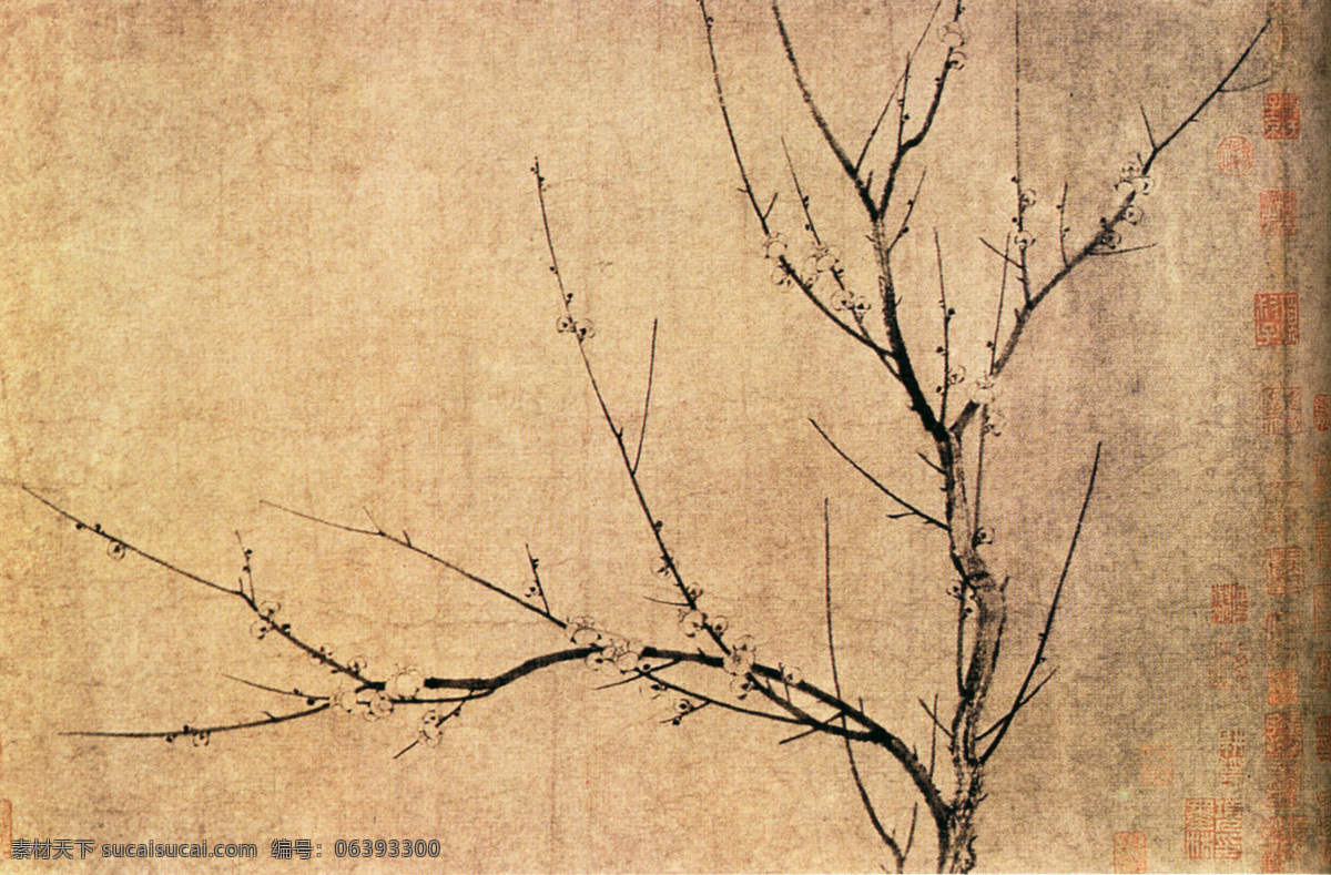 树枝 花卉 画 名画 中国画 水墨画 国画 装饰画 中堂画 壁画 绘画艺术 书画文字 文化艺术