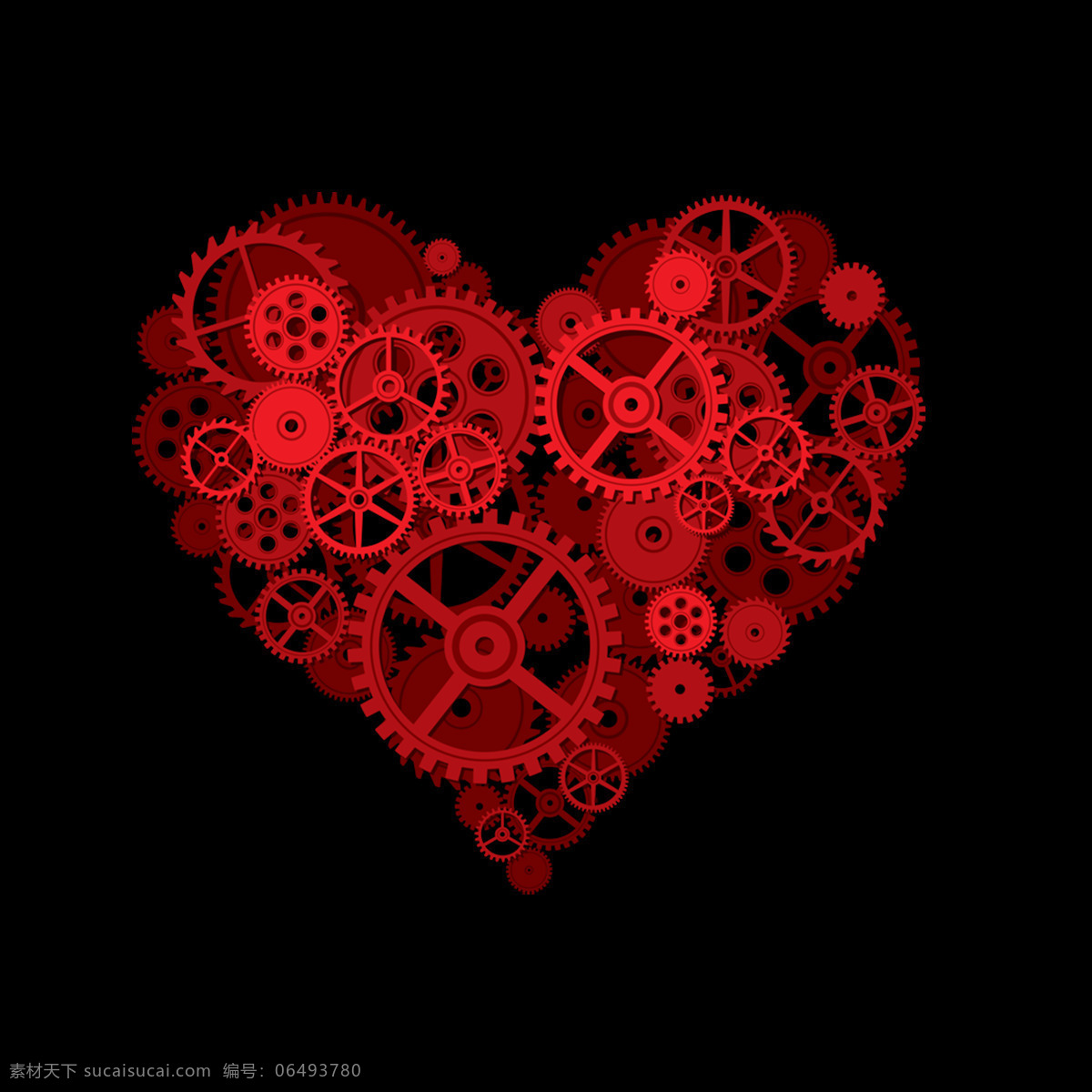 心形 齿轮 免 扣 元素 爱情 爱心 机械 红色