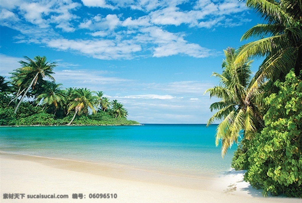 海滩风景壁纸 椰树 大海 风景画 马尔代夫 海岸 沙滩 分层