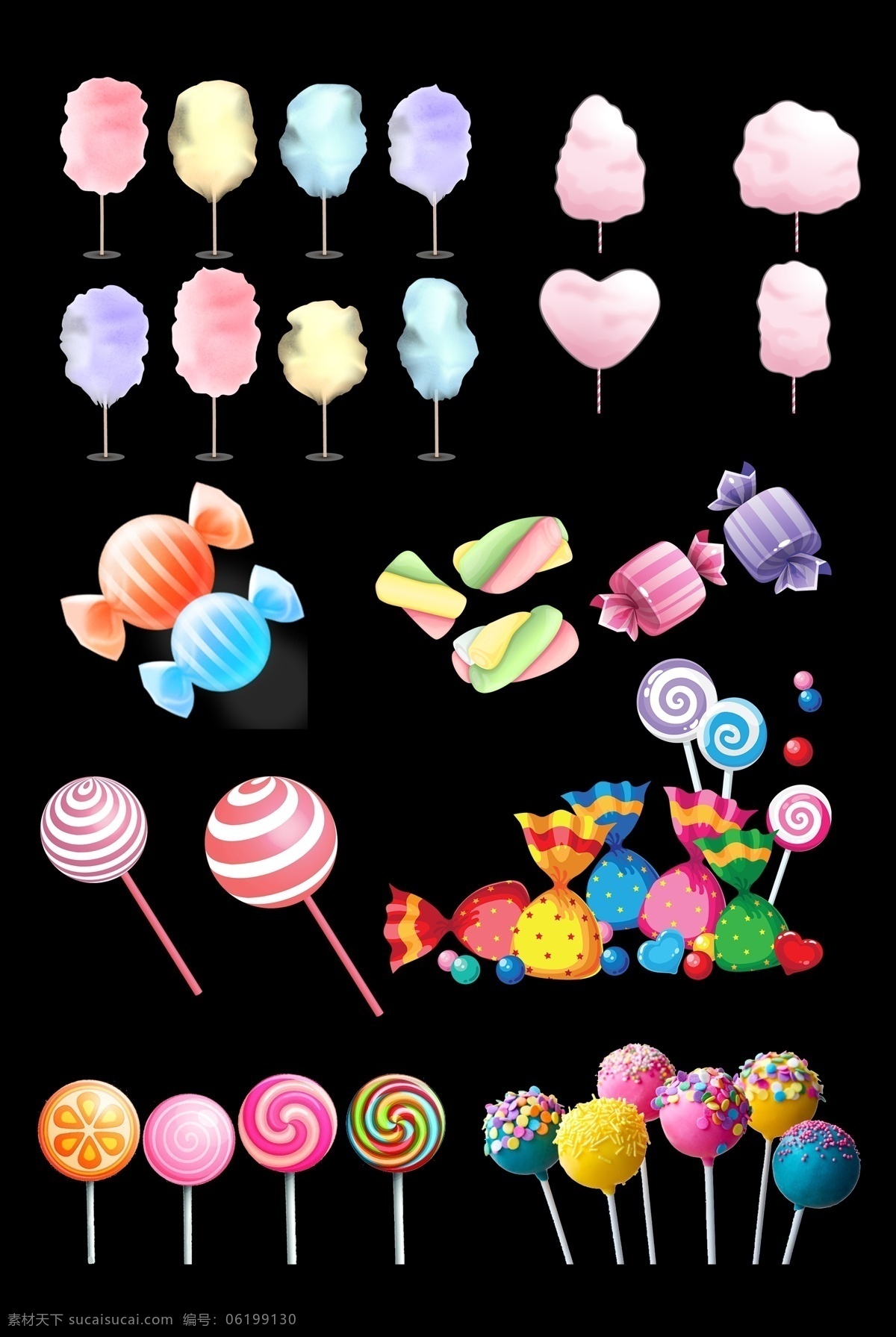 彩色糖果元素 彩色 糖果 元素 棉花糖 棒棒糖 海报 展板 户外 元素合集