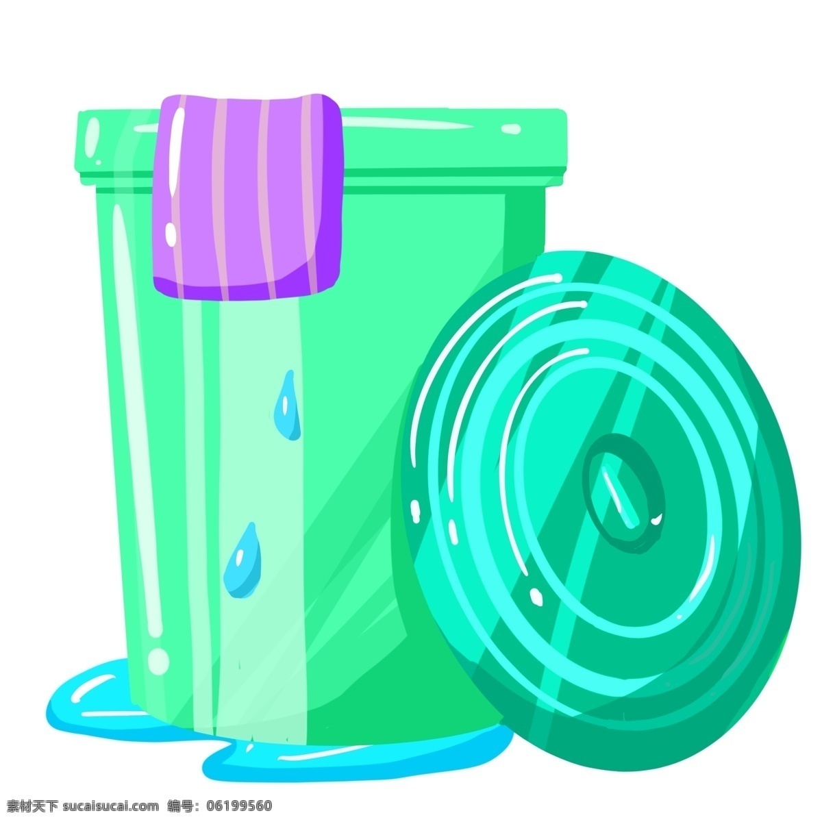 紫色 毛巾 绿色 垃圾桶 世界卫生日 擦拭工具 紫色毛巾 绿色垃圾桶 两个垃圾桶 垃圾桶盖子