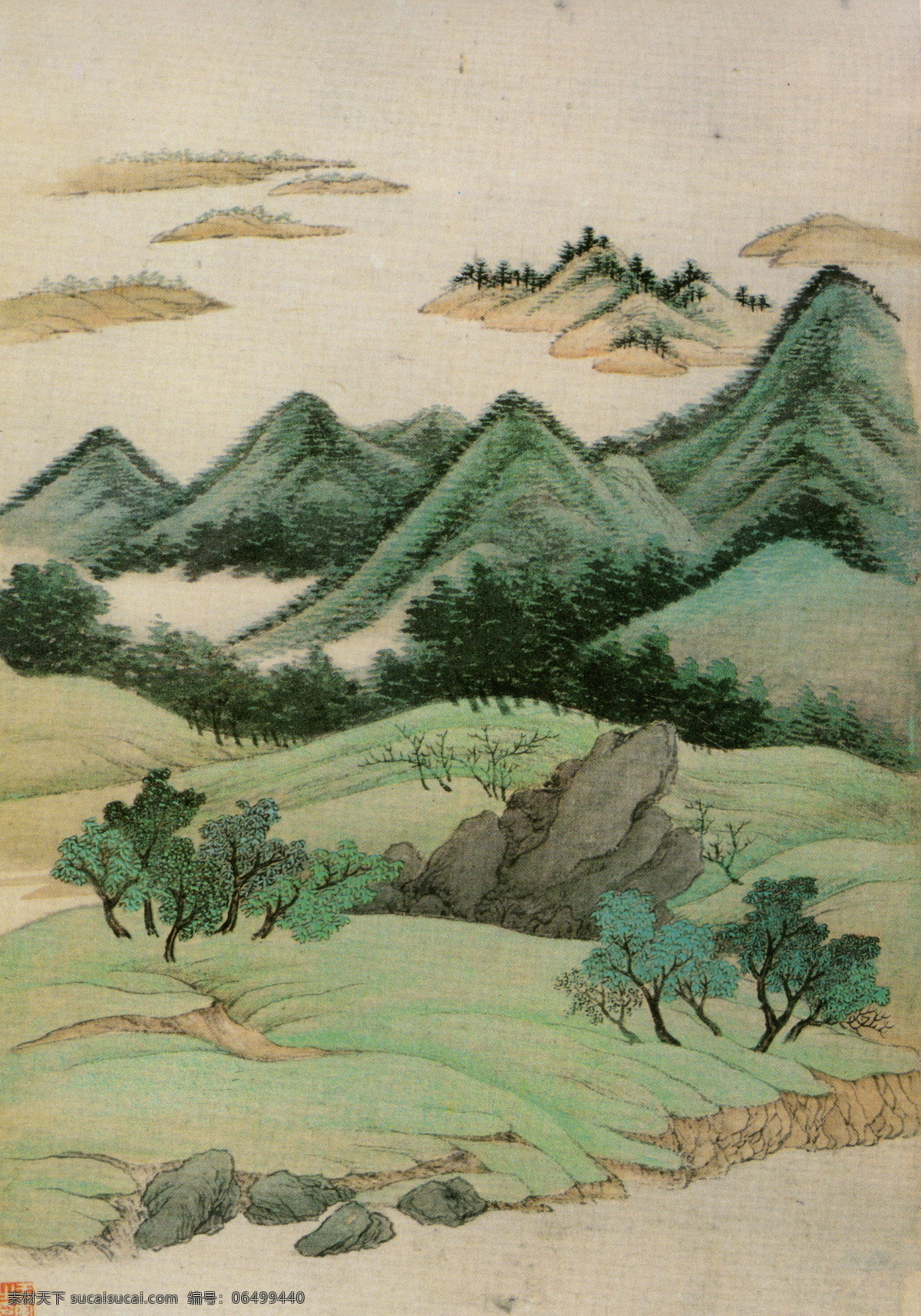 山水画 古典藏画 设计素材 山水名画 书画美术 灰色