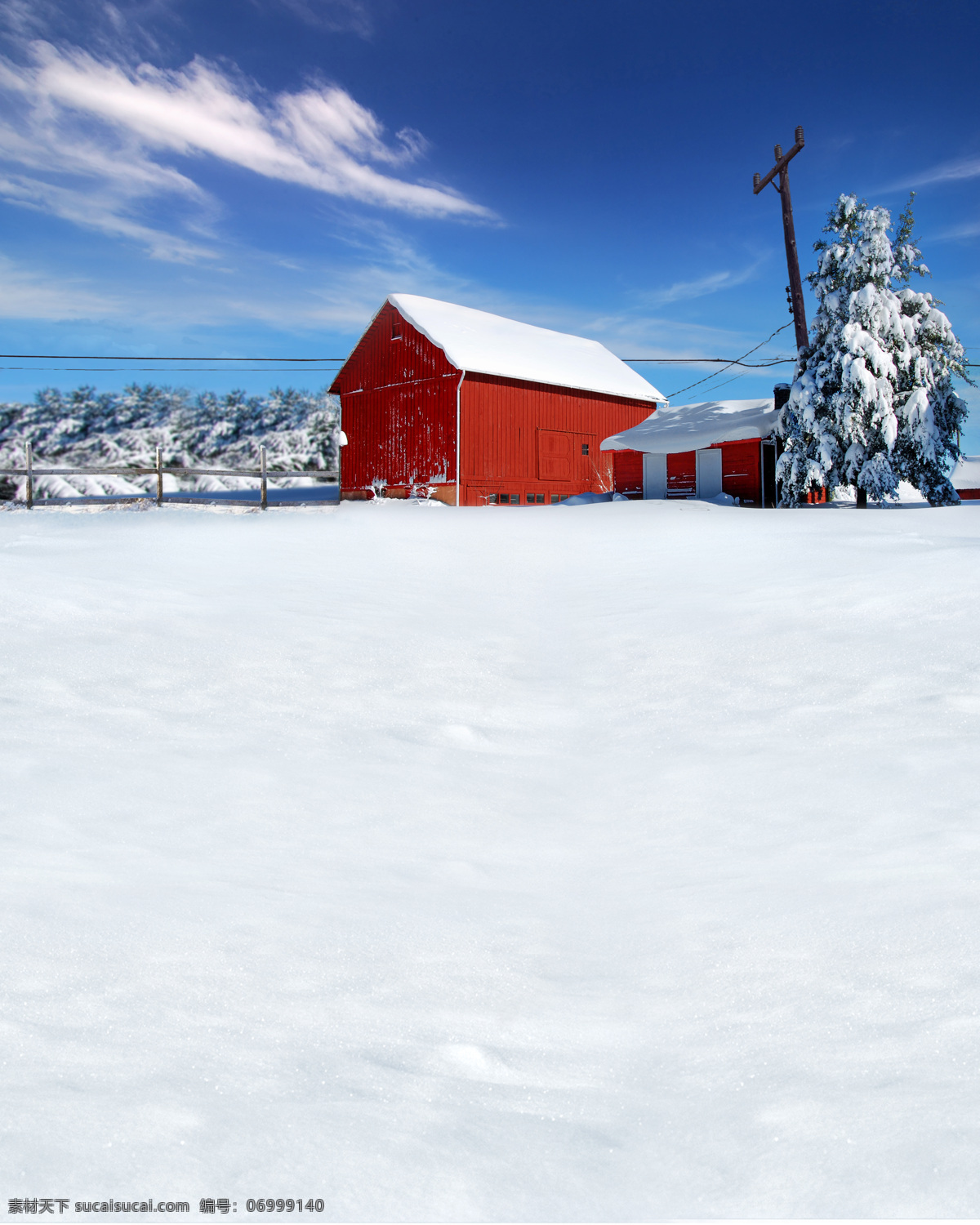 摄影背景 房屋背景 红房子 雪地 天空 蓝天 白云 高清图 摄影美图 照相背景 画布 摄影布 喷绘画 自然景观 自然风景