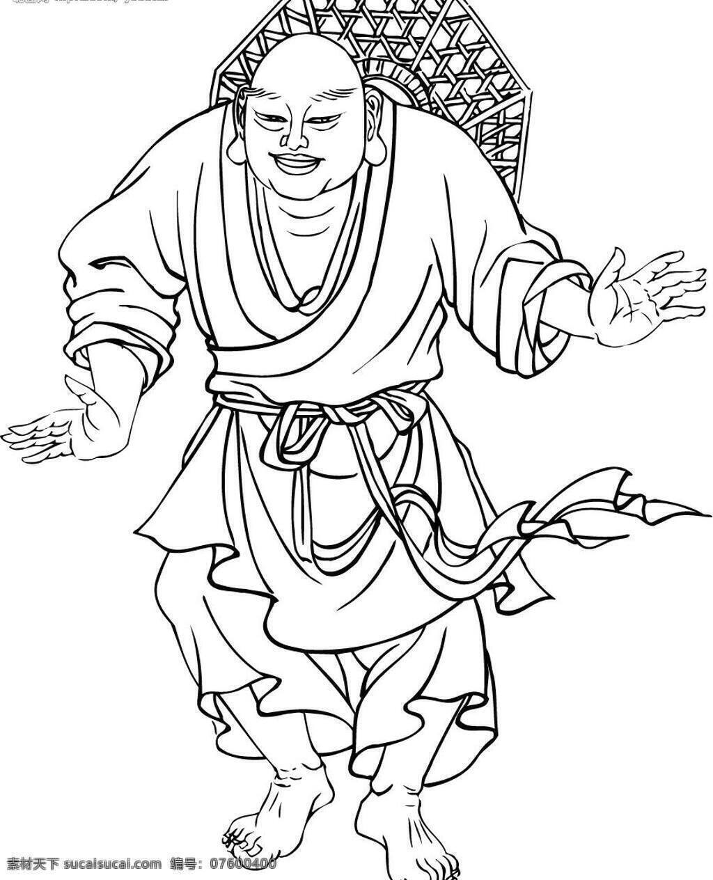 神话传说 传统文化 佛 古代 观音 黑白 菩萨 神仙 矢量图库 罗汉 宗教信仰 文化艺术