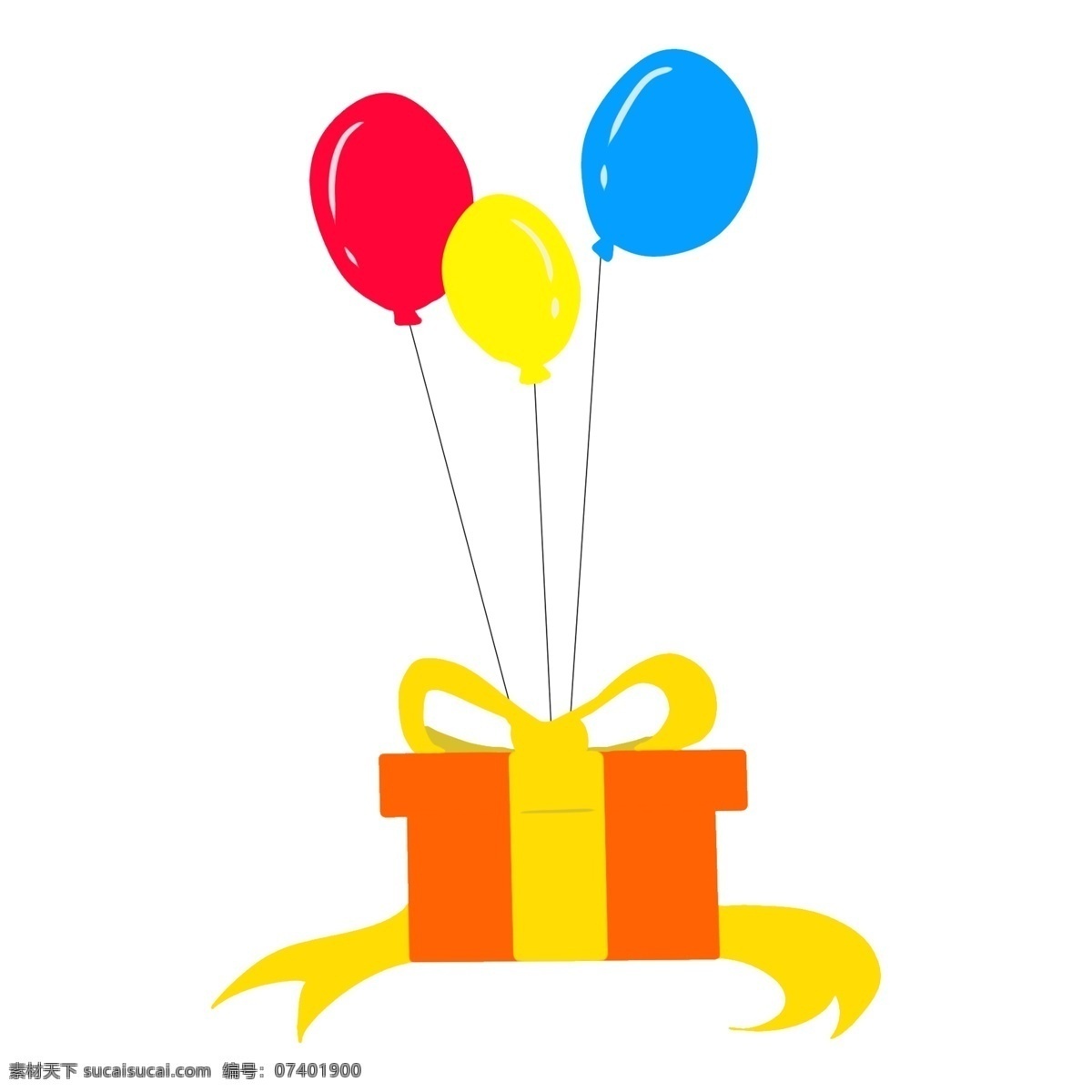 漂浮 气球 礼盒 插图 礼物
