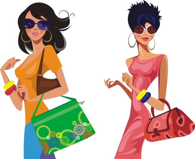 都市 购物 女性 挎包 美女 墨镜 都市购物女性 矢量图 矢量人物