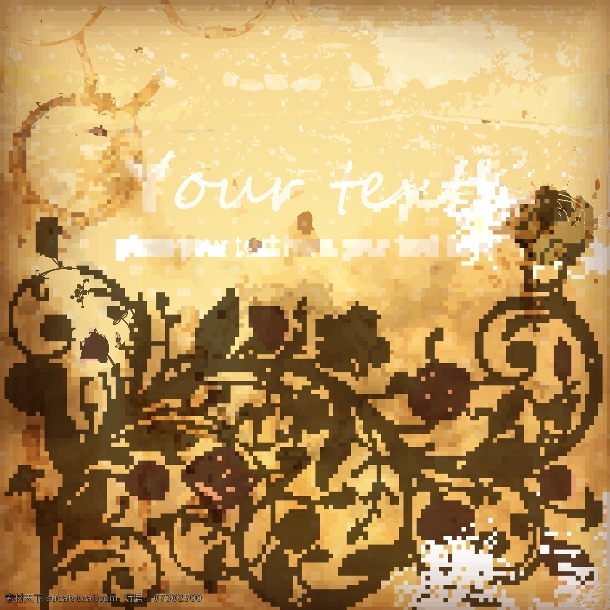 经典 怀旧 花纹 背景 底纹 痕迹 壁纸 边框 矢量素材 底纹边框 背景底纹 黄色