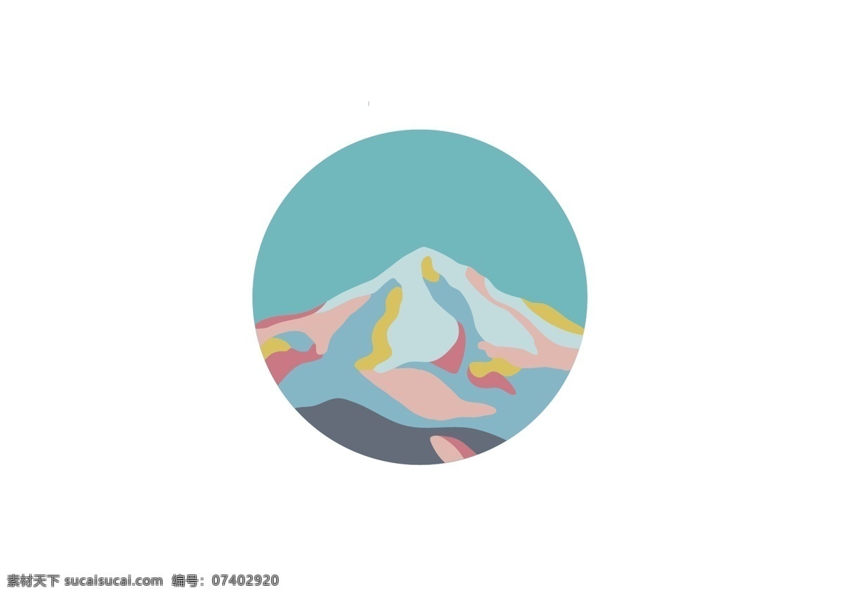 富士山 孤峰 山顶 剪影 糖果 色 矢量图 糖果色 自然景观 自然风光