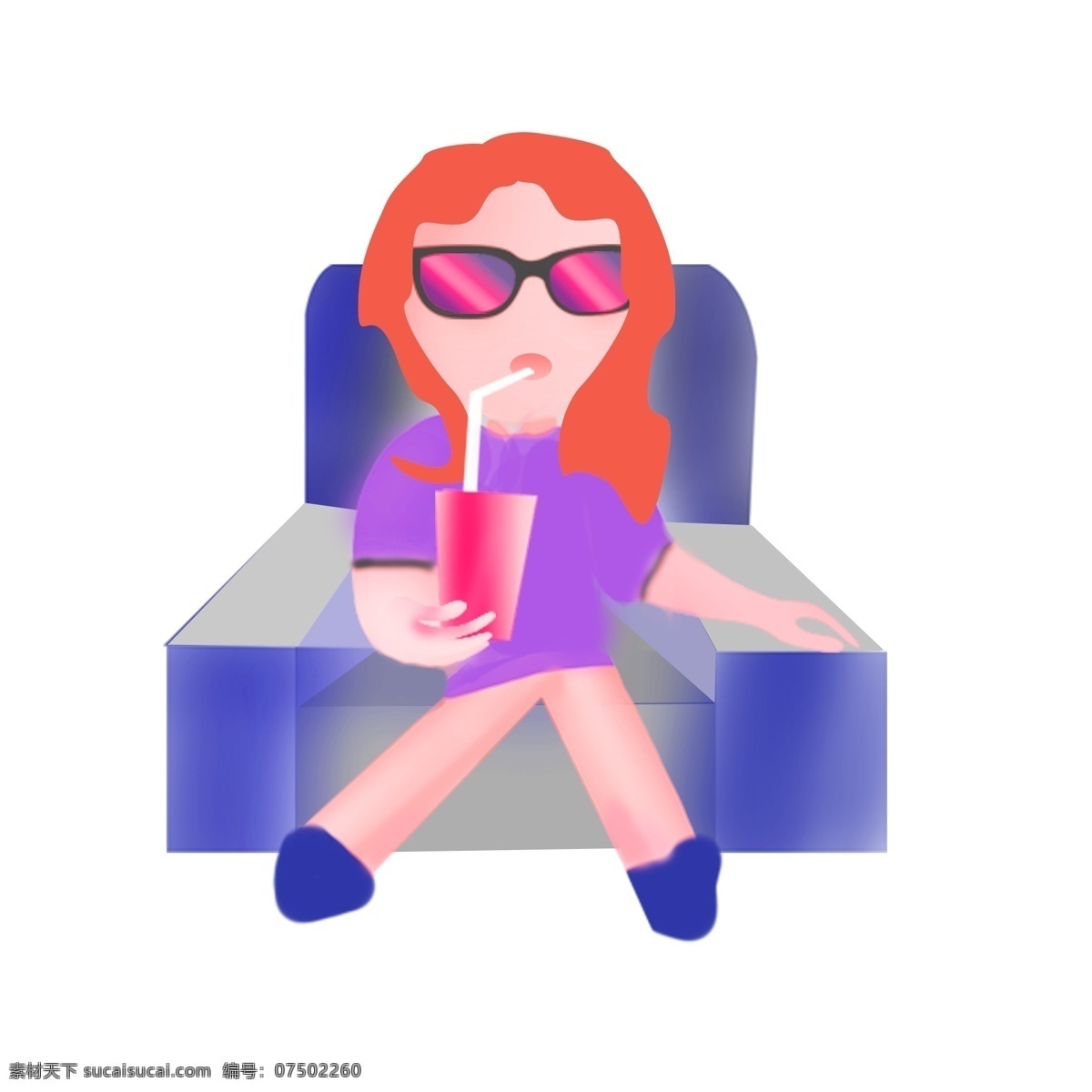 正在 看电影 时尚 女郎 电影院 喝饮料 吸管 电影院座椅 3d眼镜 漂亮女士