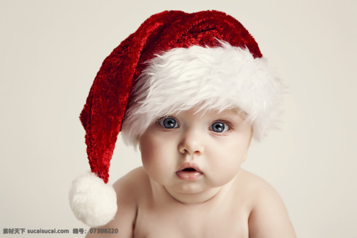 戴 圣诞 帽 可爱 婴儿 圣诞帽 圣诞节 儿童摄影 儿童图片 人物图片