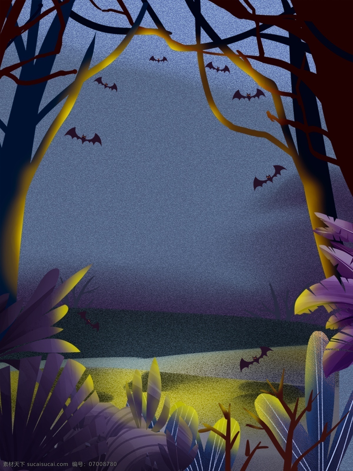 手绘 治愈 系 夜晚 树林 插画 背景 清新背景 森林背景 树林背景 插画背景 风景背景 花卉背景 广告背景