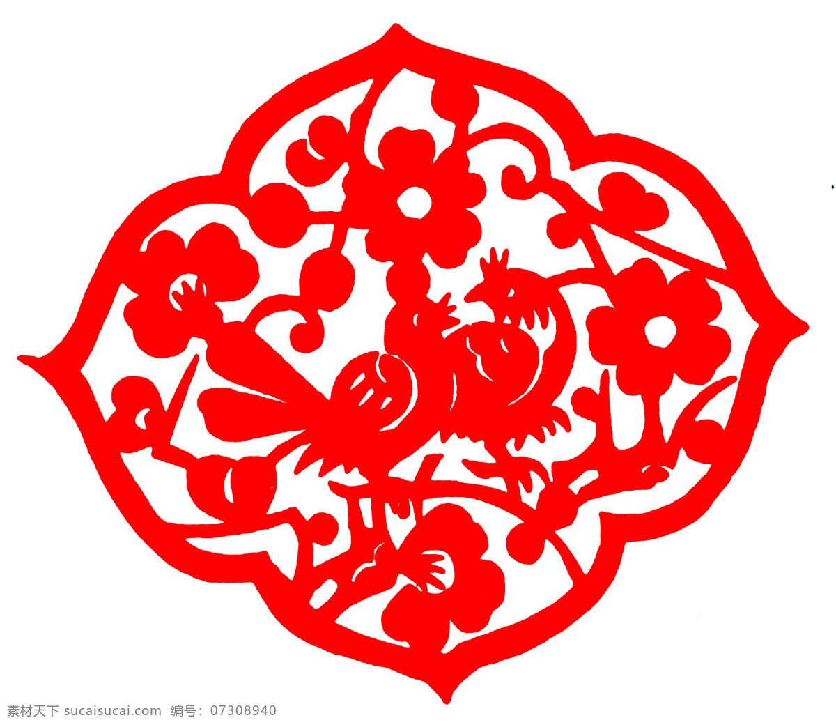 花鸟 窗花剪纸 民间 美术 民间美术 设计素材 剪纸窗花 书画美术 白色