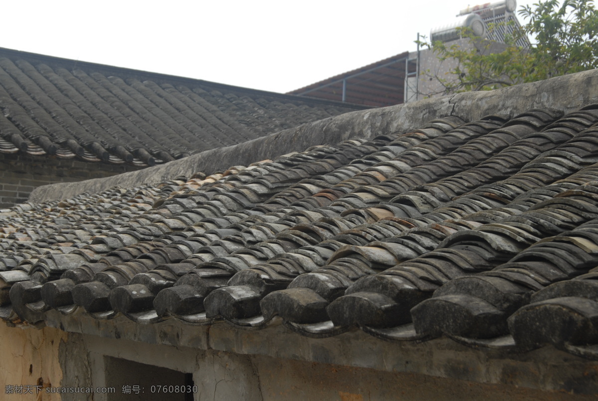 深圳 鹤 薮 古村 房顶 砖瓦 鹤薮 古墙 瓦片 自然景观 建筑景观