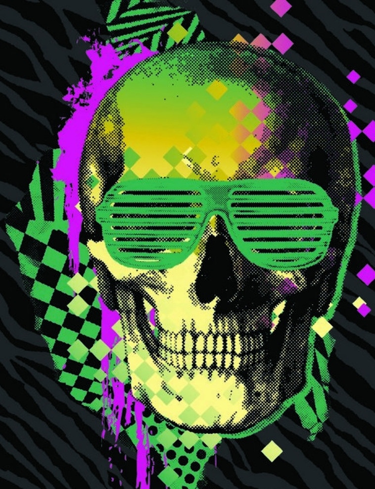 现代 骷髅 头 装饰 现代装饰画 骷髅头 墨镜 流行艺术 pop art 唯美 墙纸 人物 现代装饰 文化艺术 绘画书法