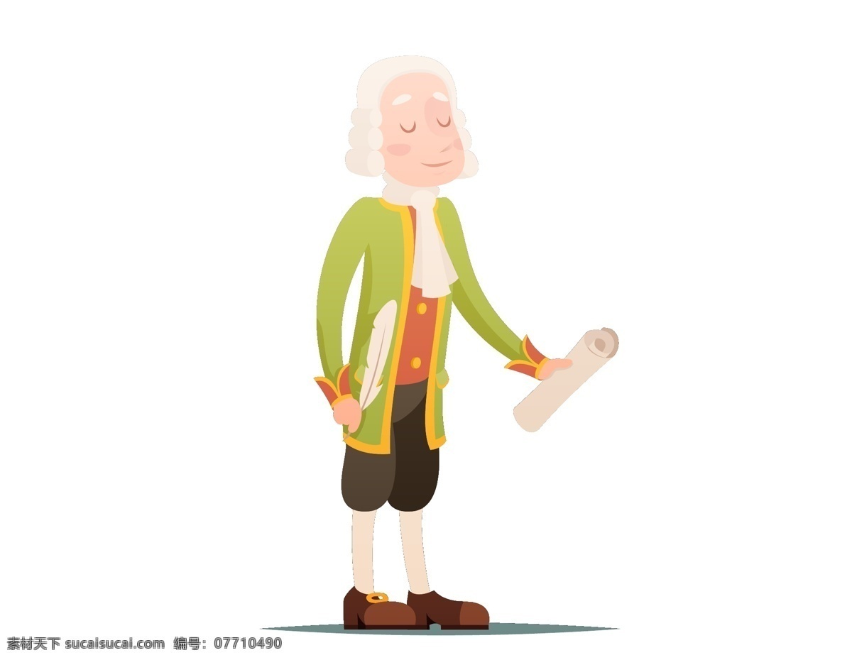 卡通 英国 管家 元素 羽毛笔 复古 矢量元素 手绘 英国服饰 写信 ai元素
