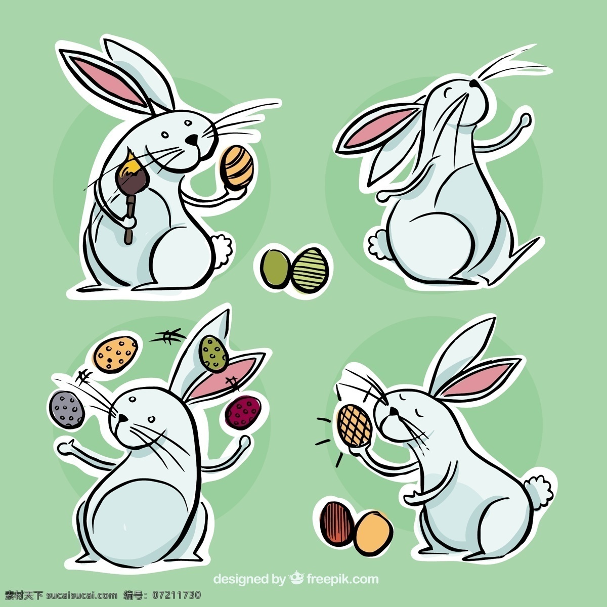 绘制 复活节 手 兔子 标签 春天 可爱的 庆祝活动 宗教 假日 绘画 贴纸 搞笑 基督教 鸡蛋 传统