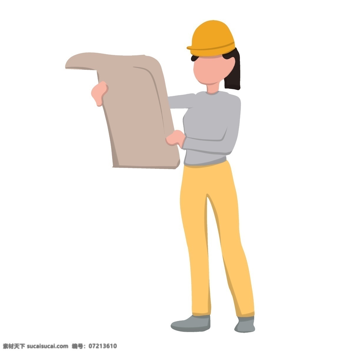 建筑师人物 扁平建筑师 施工人物 画图师