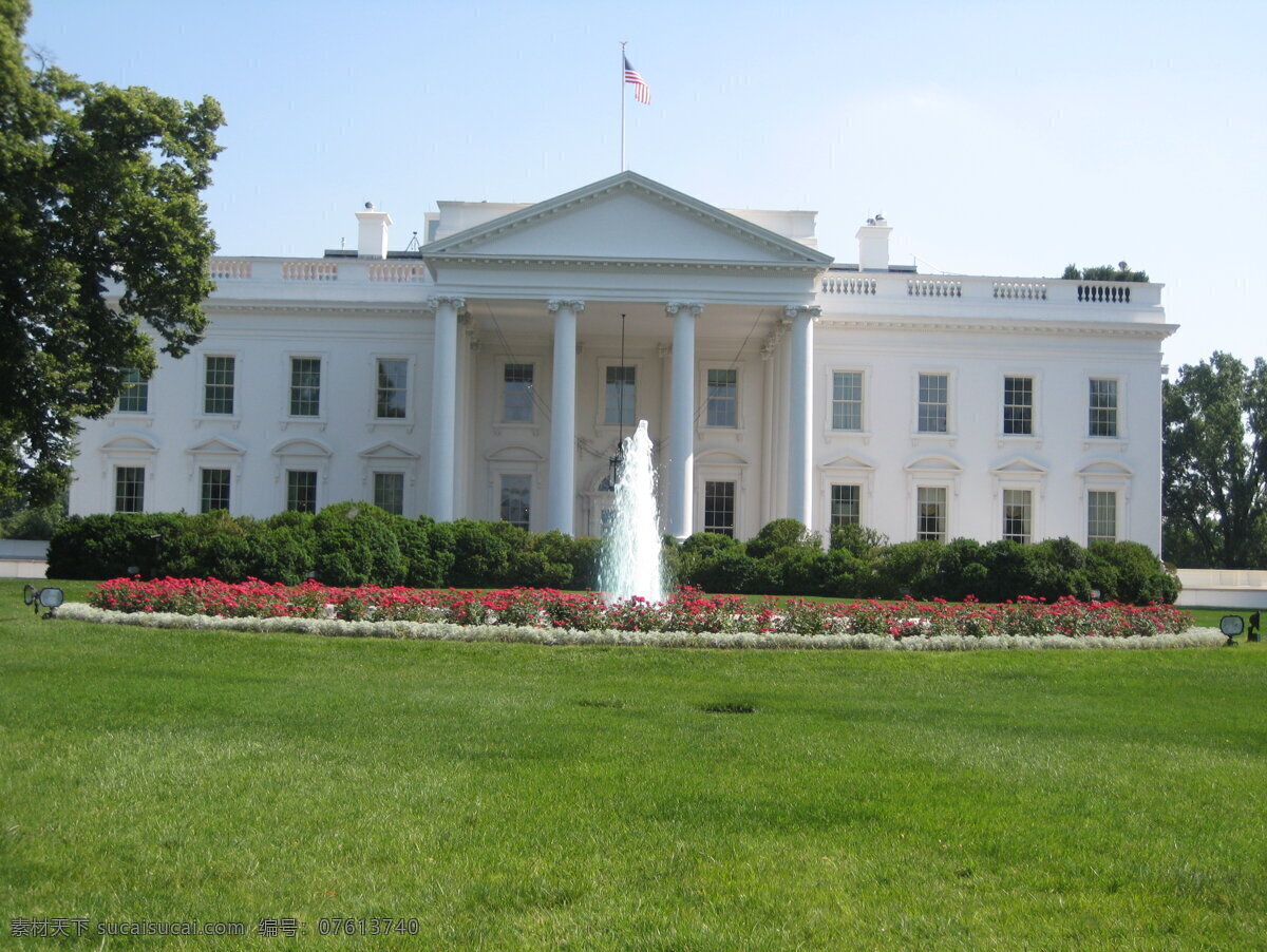 美国白宫 美国 白宫 建筑 喷泉 绿树 草地 美国风景 国外旅游 旅游摄影