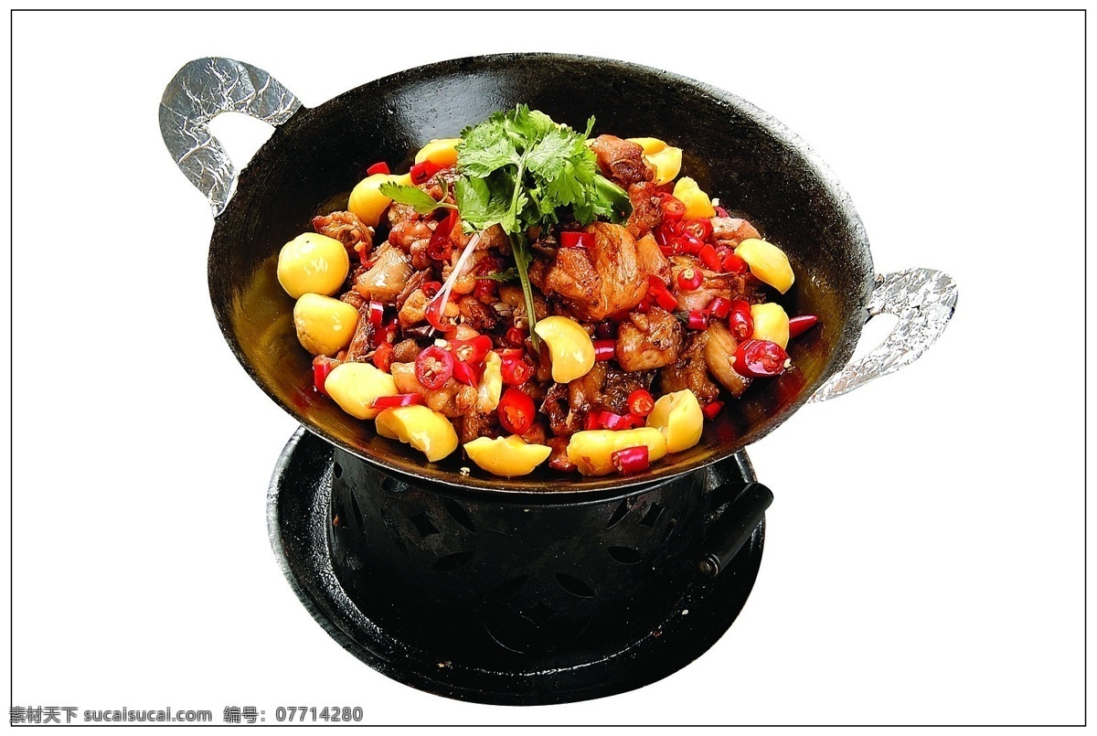 干锅板栗鸡块 湘菜 风味干锅 特色干锅 干锅系列 招牌菜 菜 餐饮美食 传统美食