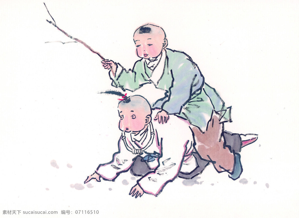 儿童 人物 绘画 水彩画 水墨画 中国画 国画 绘画艺术 传统文化 古典 人物绘画 孩子 童子 书画文字 文化艺术