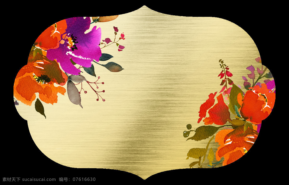 手绘 金牌 上水 彩花 透明 红色 橘红色 免扣素材 透明素材 叶子 装饰图案 紫色