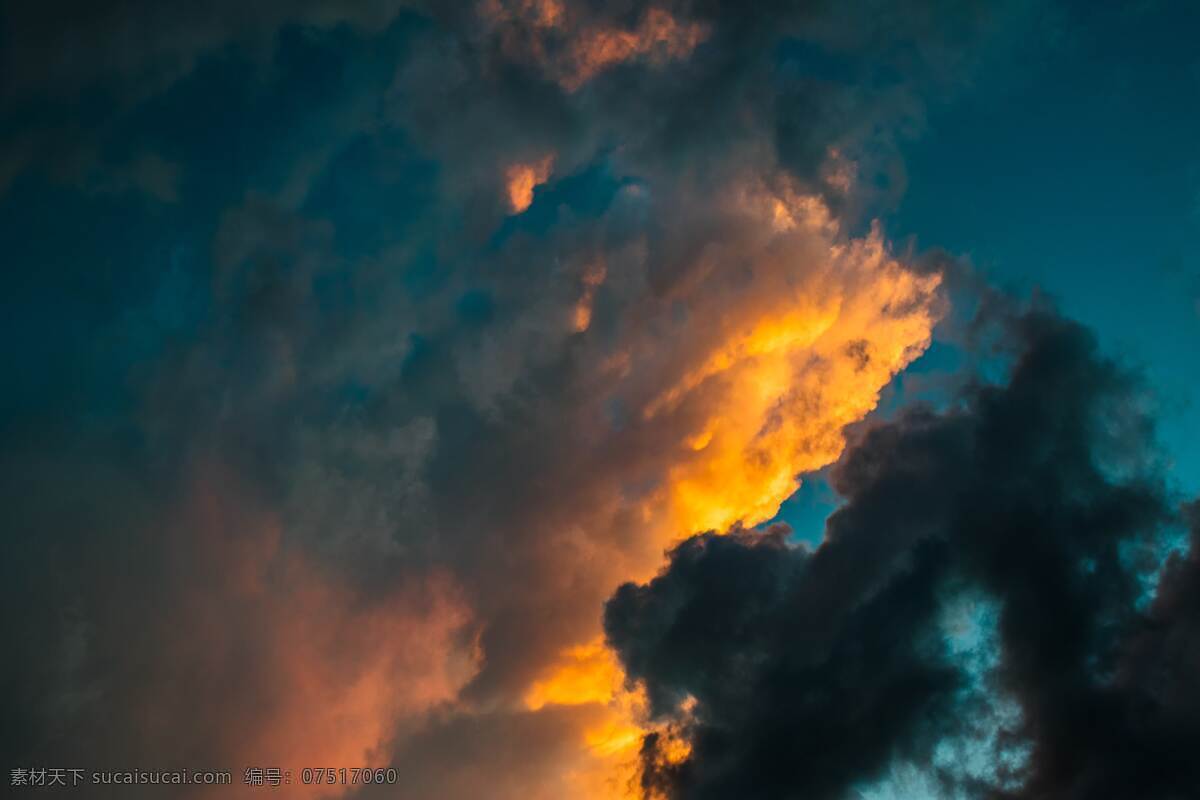 天空 云 黄色 蓝色 黑色 夕阳 黄昏 自然 背景 自然景观 自然风景