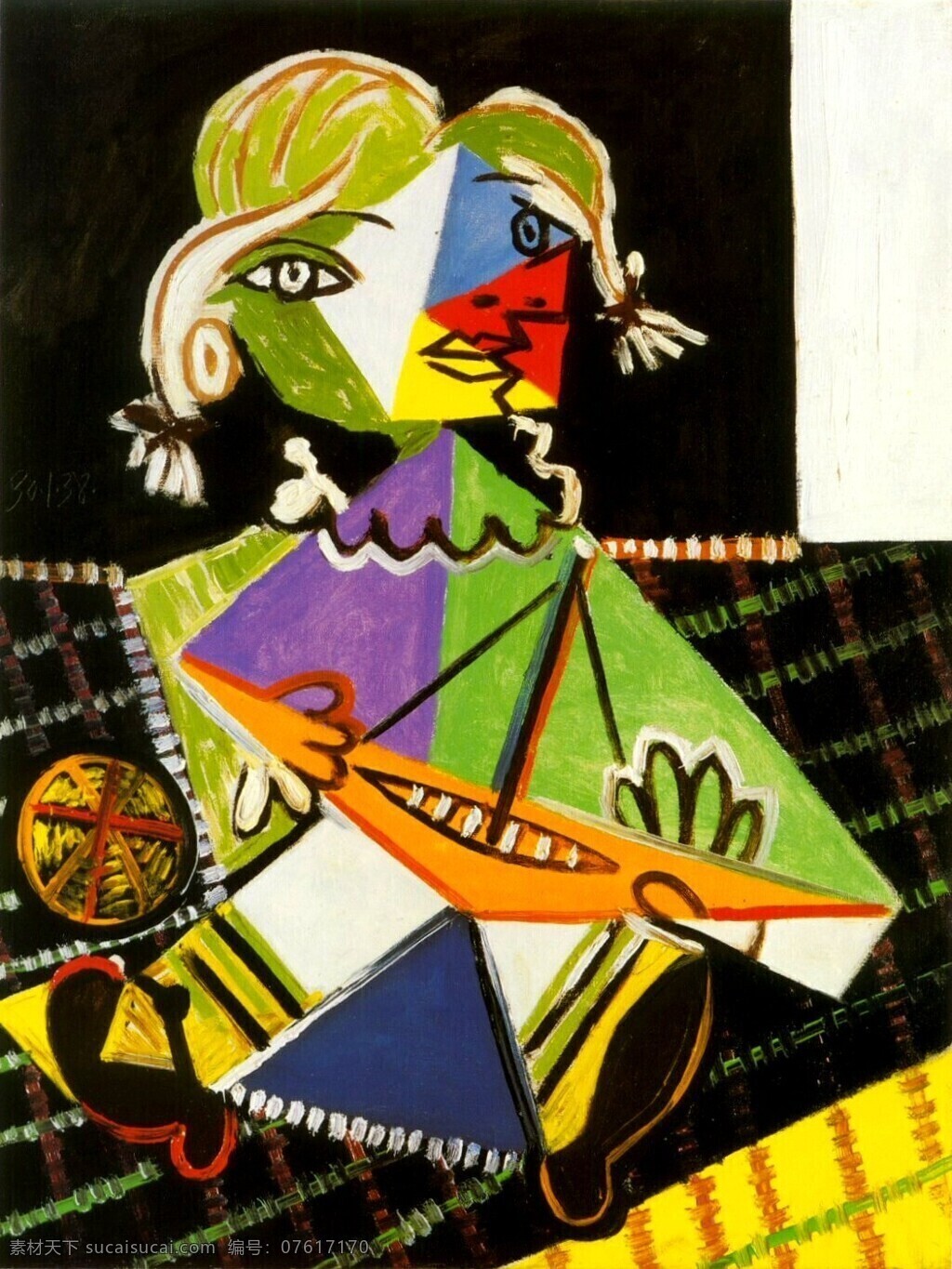 西班牙 画家 巴勃罗 毕加索 抽象 油画 人物 人体 装饰画 bateau au maya 1938 装饰素材