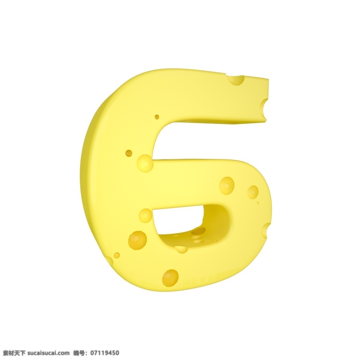 c4d 创意 奶酪 数字 装饰 3d 黄色 立体 食物 平面海报配图 电商淘宝装饰 可爱 柔和 数字6