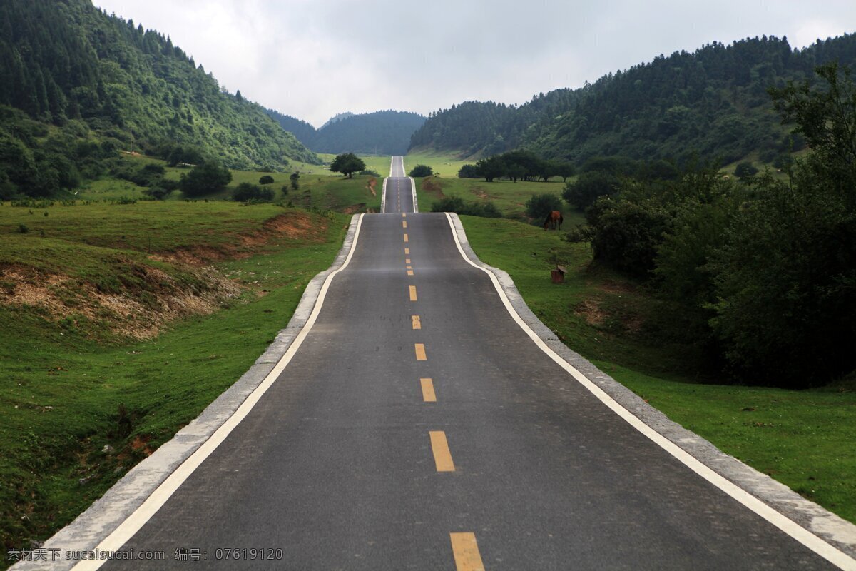 山路曲线 重庆 武隆 仙女山 草场 山峦 公路 起伏 曲线 树木 草原 风光 自然风景 自然景观