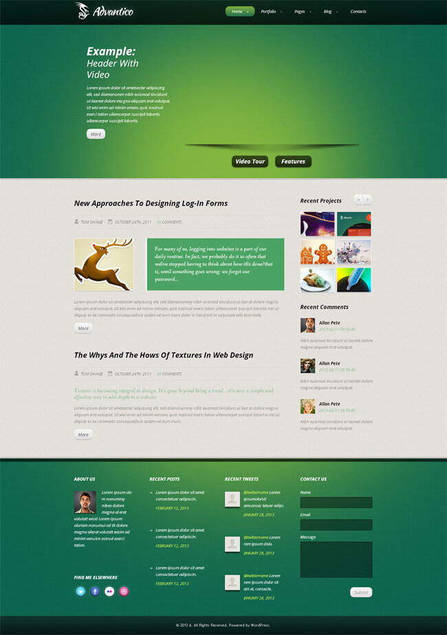 墨绿色 视频 首页 html 模板 网站 拥有 多种 不同 特效 网页素材 网页模板