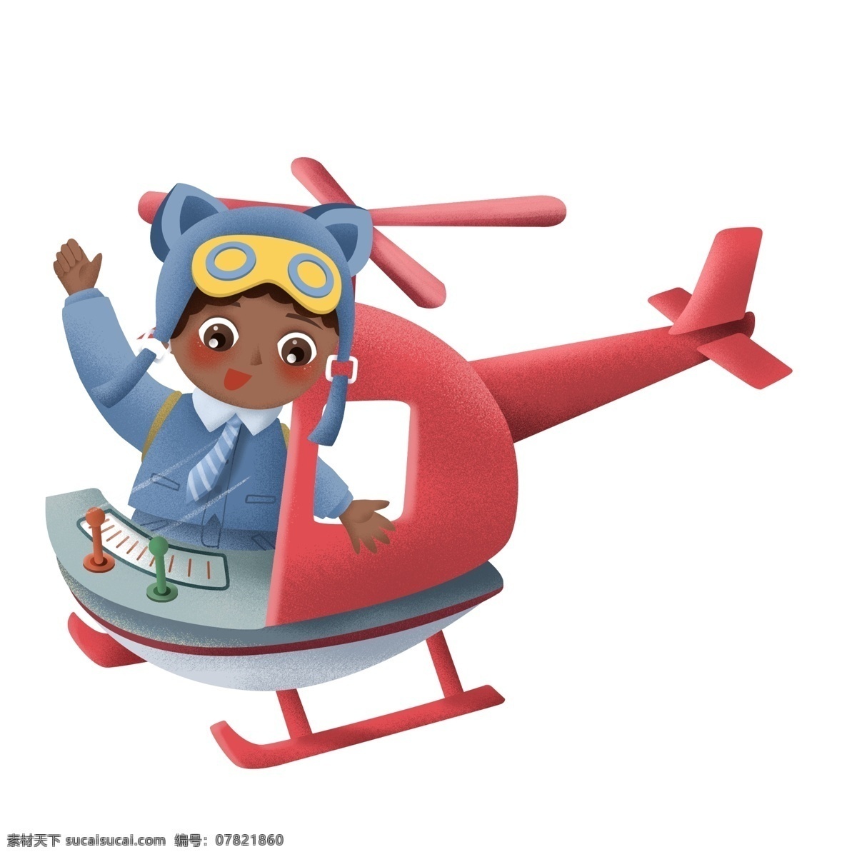 人物 男孩 开 直升飞机 直升机 儿童 飞机 卡通 彩色 水彩 创意 手绘 绘画元素 现代 简约 装饰 图案