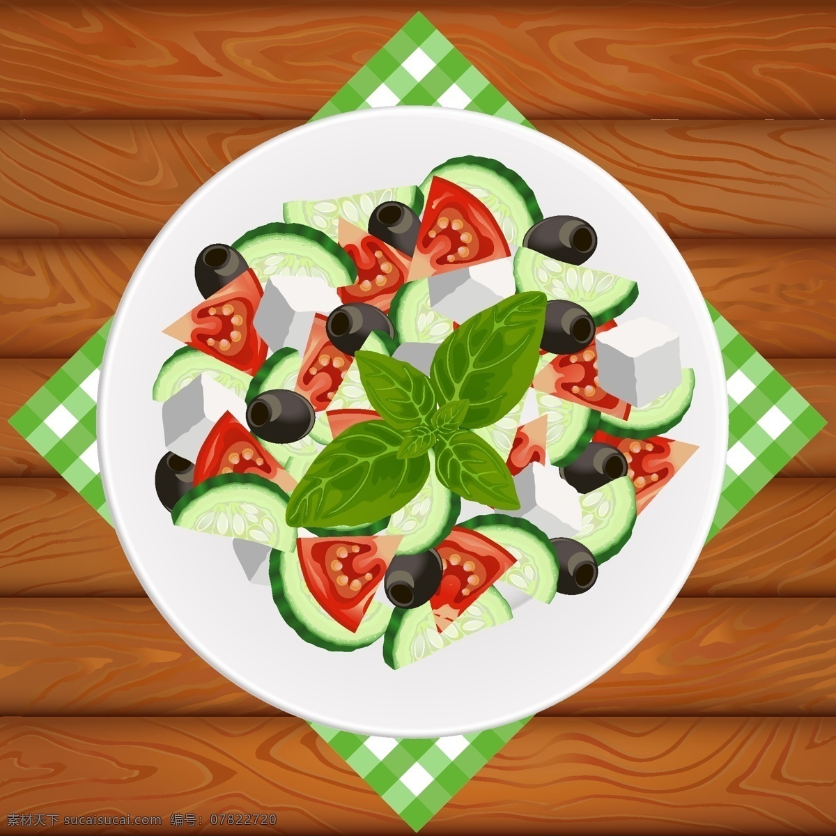 健康 卡通 食物 矢量 绿色 装饰 盘子 矢量素材 设计元素 装饰图案