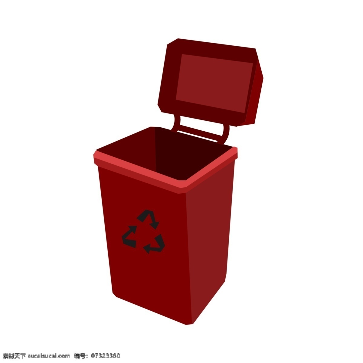 红色 垃圾桶 手绘 插画 红色的垃圾桶 黑色 循环 箭头 漂亮的垃圾桶 手绘垃圾桶 环保垃圾桶
