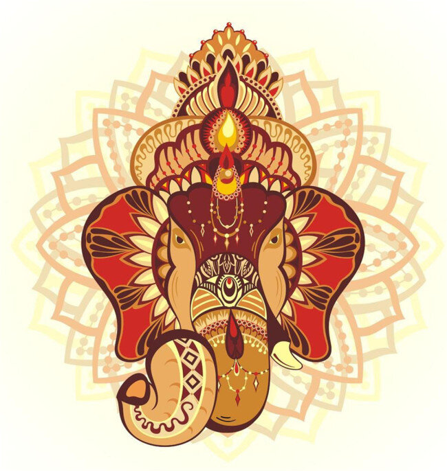 卡通 象 头 神 漫画 插画 模板下载 迦尼萨 象头神 印度神像 印度教主题 宗教文化 其它节 节日素材 矢量素材 大象