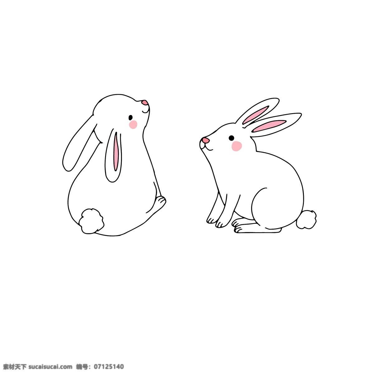 中秋节兔子 中秋节素材 白色兔子 一对兔子
