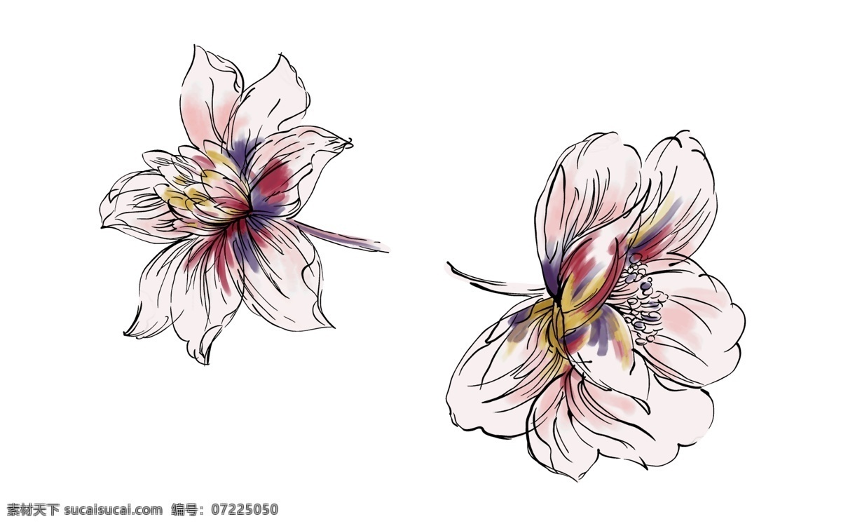 抽象 手绘 花 抽象花 手绘花 水彩花卉 创意花卉 印花素材 高清 服装图案素材 家纺图案素材 花卉