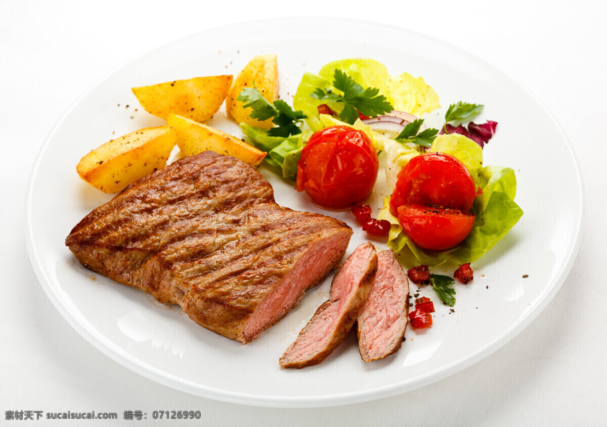 牛排 土豆 番茄 国外美食 蔬菜 黄瓜 西红柿 牛排图片 餐饮美食