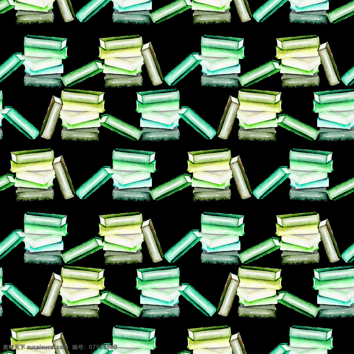 手绘 书本 背景 图案 透明 薄荷绿 卡通 蓝色 绿色 免扣素材 水彩 透明素材 装饰图案