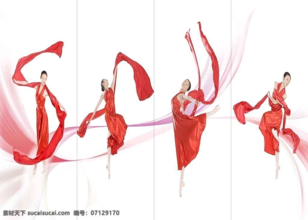 红绸 美女 舞蹈 动作 展板 分层