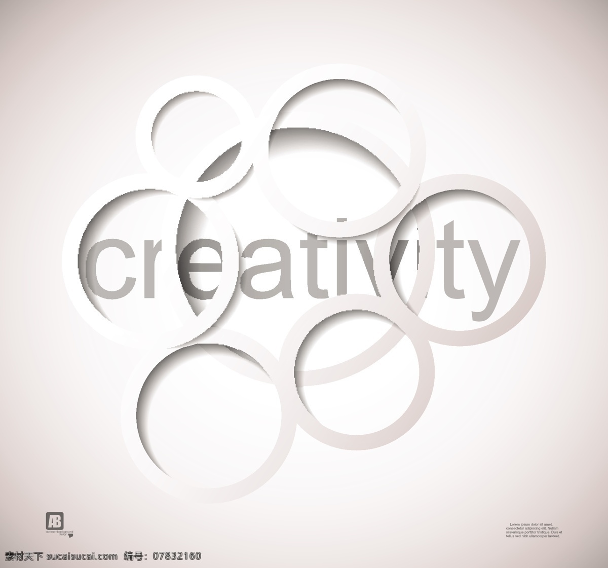 creativity 字母 立体 背景 圆圈 立体背景 立体圆圈 书画文字 文化艺术 矢量素材 白色