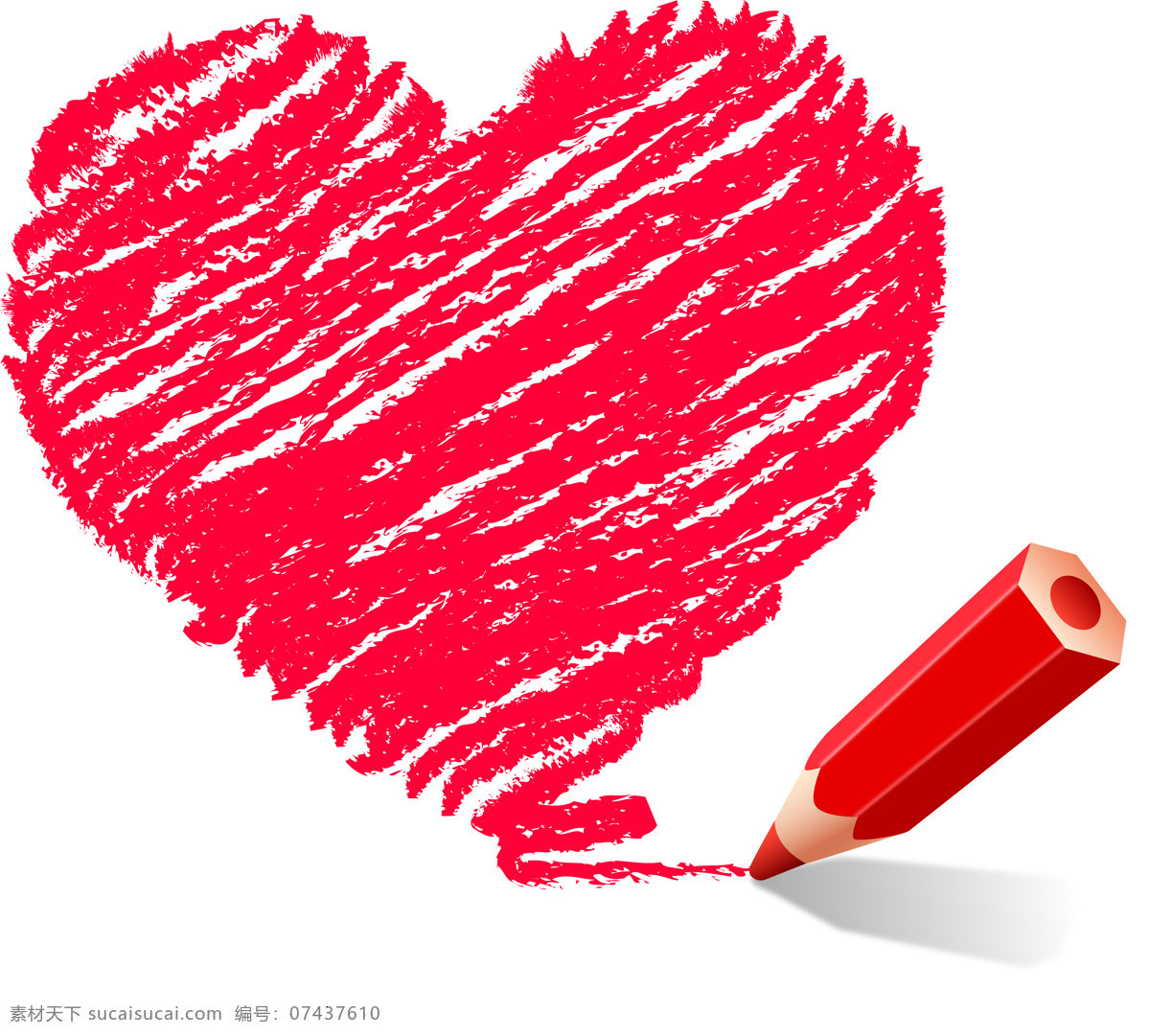 母亲节 创意 海报 心形 红色 铅笔 精致