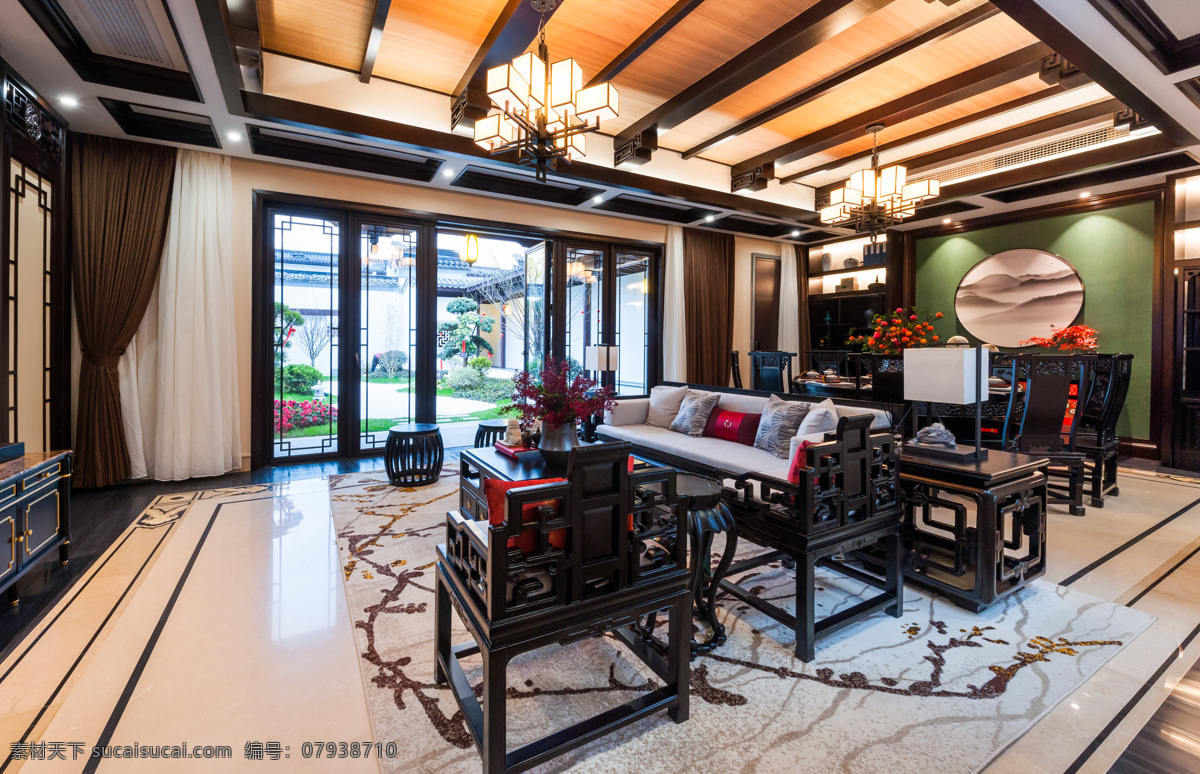 中国 风 住宅 室内 效果图 中式 地产 洋房 客厅 古风