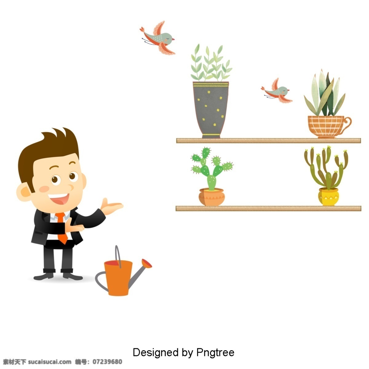卡通 手绘 园丁 简单 风格 植物 创意 图形 画报 工人