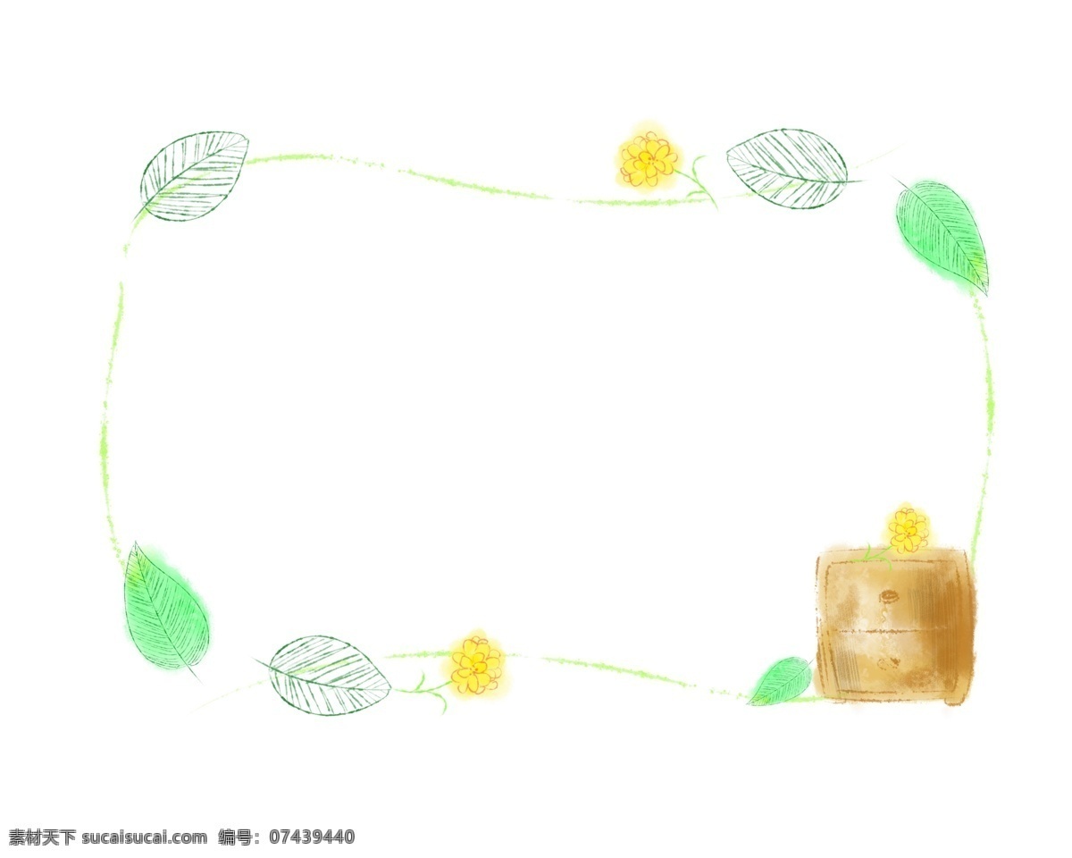 绿叶 春天 装饰 框 绿叶装饰框 卡通插画 春天装饰框 边框的插画 边框 框子 框架 漂亮的边框